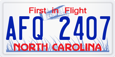 NC license plate AFQ2407
