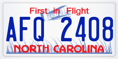 NC license plate AFQ2408