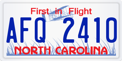 NC license plate AFQ2410