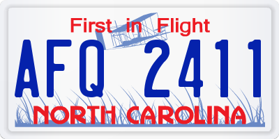 NC license plate AFQ2411