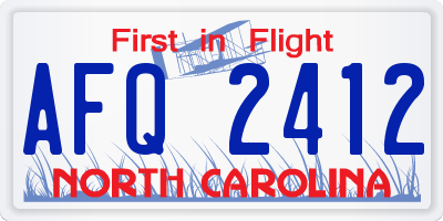 NC license plate AFQ2412