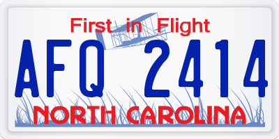 NC license plate AFQ2414