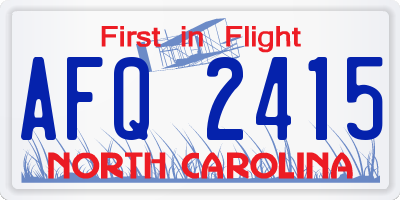 NC license plate AFQ2415