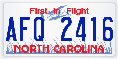 NC license plate AFQ2416