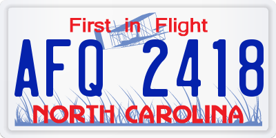 NC license plate AFQ2418