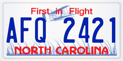 NC license plate AFQ2421