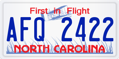 NC license plate AFQ2422