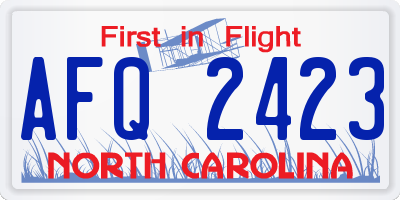 NC license plate AFQ2423