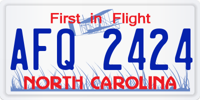 NC license plate AFQ2424