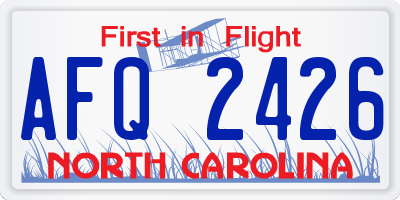 NC license plate AFQ2426