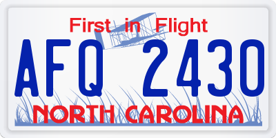 NC license plate AFQ2430