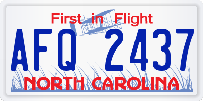 NC license plate AFQ2437