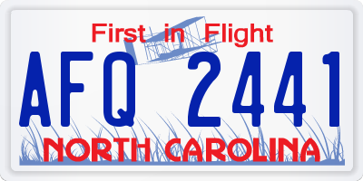 NC license plate AFQ2441