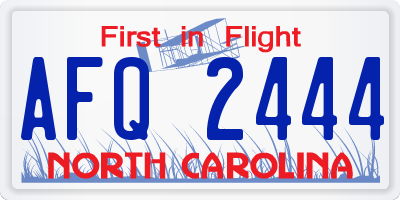 NC license plate AFQ2444