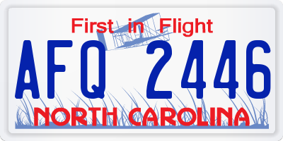 NC license plate AFQ2446