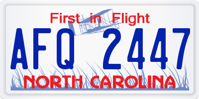 NC license plate AFQ2447