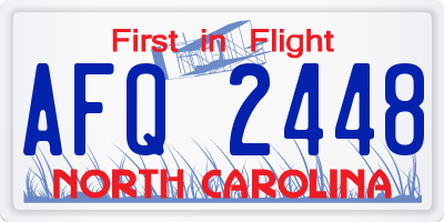 NC license plate AFQ2448