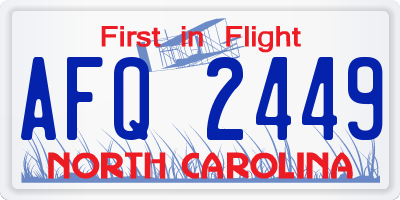 NC license plate AFQ2449