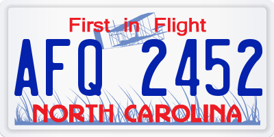 NC license plate AFQ2452