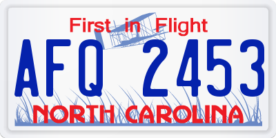 NC license plate AFQ2453