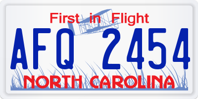 NC license plate AFQ2454