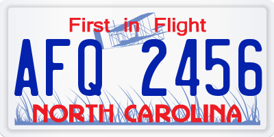 NC license plate AFQ2456
