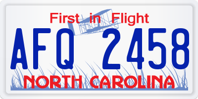 NC license plate AFQ2458