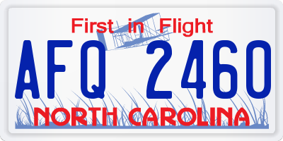 NC license plate AFQ2460