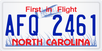 NC license plate AFQ2461