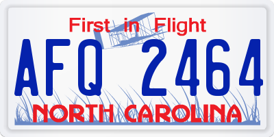 NC license plate AFQ2464