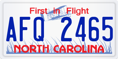 NC license plate AFQ2465