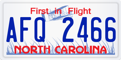 NC license plate AFQ2466