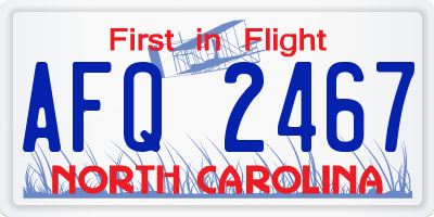 NC license plate AFQ2467