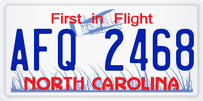 NC license plate AFQ2468