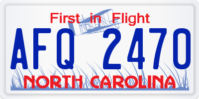 NC license plate AFQ2470