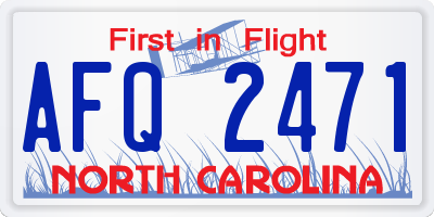 NC license plate AFQ2471