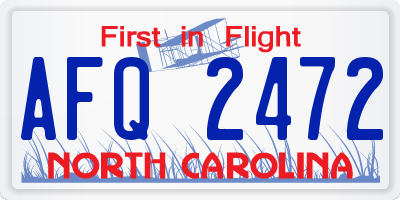 NC license plate AFQ2472