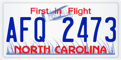 NC license plate AFQ2473