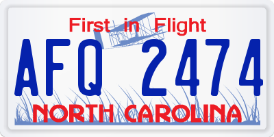 NC license plate AFQ2474