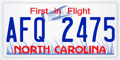 NC license plate AFQ2475