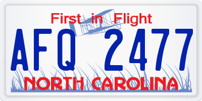 NC license plate AFQ2477
