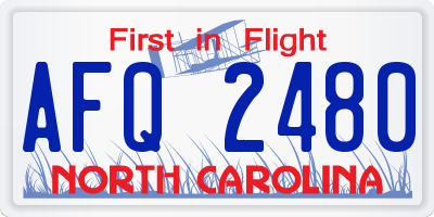 NC license plate AFQ2480