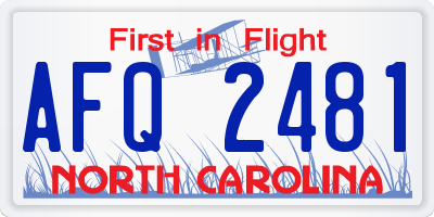 NC license plate AFQ2481