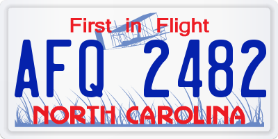 NC license plate AFQ2482