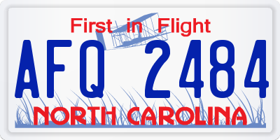 NC license plate AFQ2484