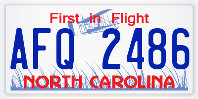 NC license plate AFQ2486