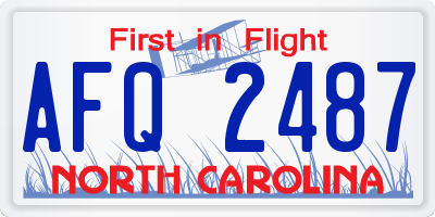 NC license plate AFQ2487