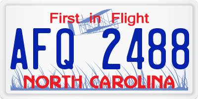 NC license plate AFQ2488