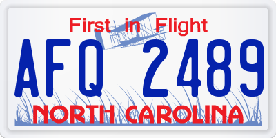 NC license plate AFQ2489