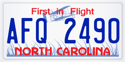 NC license plate AFQ2490